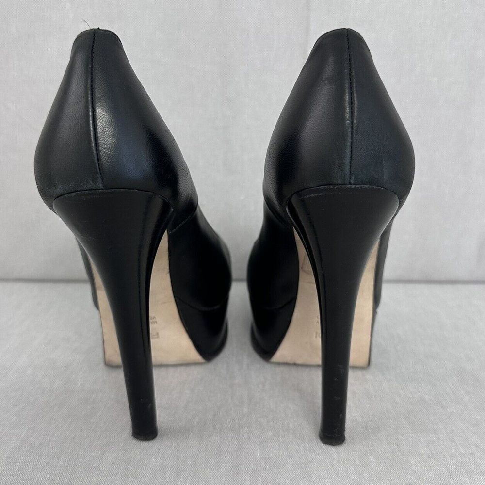 Fendi Decollete Nappa Nero Gold Logo Front Platform Pumps Women's EU Size 37.5 - Picture 6 of 10